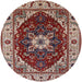 Round Machine Washable Industrial Modern Saffron Red Rug, wshurb1469