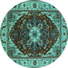Round Persian Turquoise Traditional Rug, urb1469turq