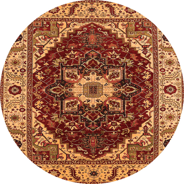 Round Persian Orange Traditional Rug, urb1469org