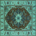 Square Machine Washable Persian Turquoise Traditional Area Rugs, wshurb1469turq