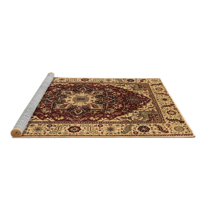 Sideview of Machine Washable Persian Brown Traditional Rug, wshurb1469brn
