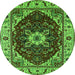 Round Persian Green Traditional Rug, urb1469grn
