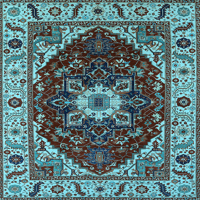 Square Machine Washable Persian Light Blue Traditional Rug, wshurb1469lblu