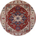 Round Mid-Century Modern Saffron Red Persian Rug, urb1469