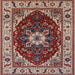 Square Mid-Century Modern Saffron Red Persian Rug, urb1469