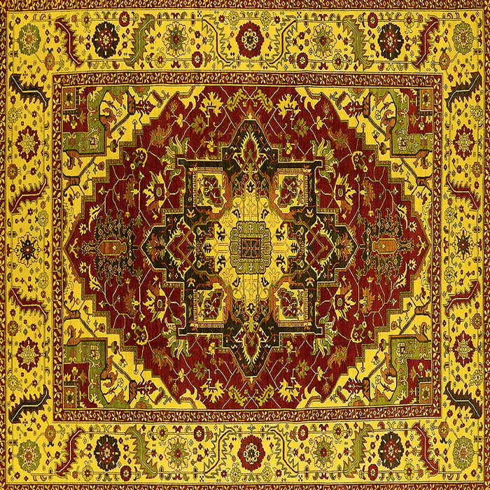 Square Machine Washable Persian Yellow Traditional Rug, wshurb1469yw