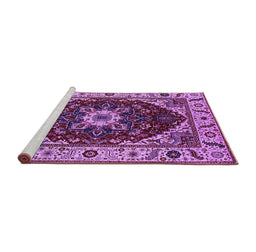Sideview of Machine Washable Persian Purple Traditional Area Rugs, wshurb1469pur