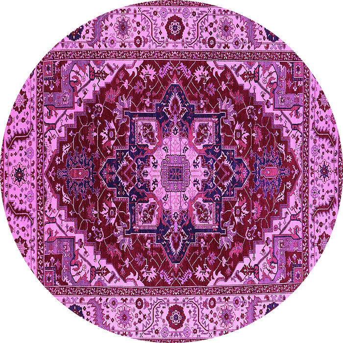 Round Machine Washable Persian Pink Traditional Rug, wshurb1469pnk