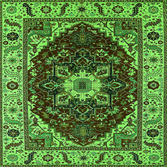 Square Persian Green Traditional Rug, urb1469grn