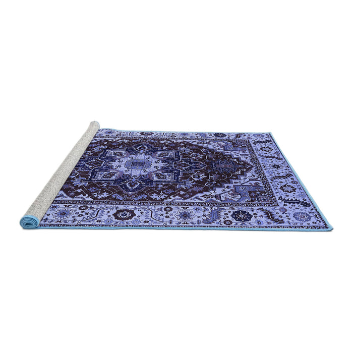 Sideview of Machine Washable Persian Blue Traditional Rug, wshurb1469blu