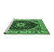 Sideview of Machine Washable Persian Emerald Green Traditional Area Rugs, wshurb1469emgrn