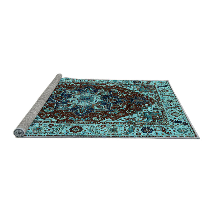 Sideview of Machine Washable Persian Light Blue Traditional Rug, wshurb1469lblu