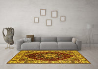 Machine Washable Persian Yellow Traditional Rug, wshurb1469yw