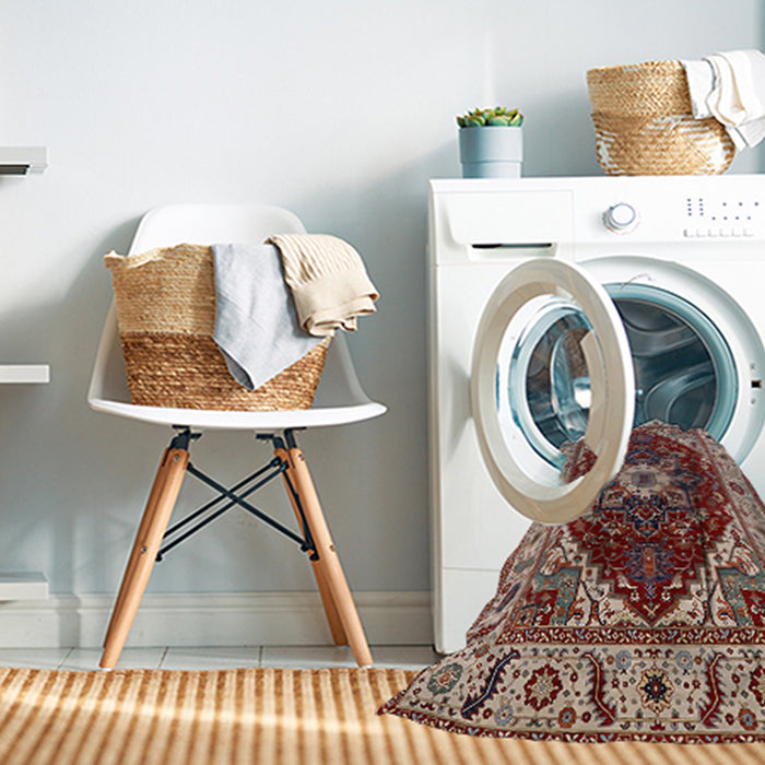 Machine Washable Industrial Modern Saffron Red Rug in a Washing Machine, wshurb1469