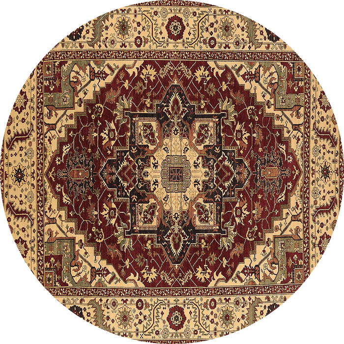 Round Persian Brown Traditional Rug, urb1469brn