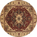 Round Persian Brown Traditional Rug, urb1469brn