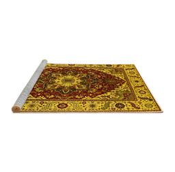 Sideview of Machine Washable Persian Yellow Traditional Rug, wshurb1469yw