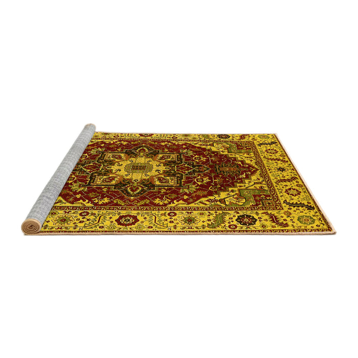 Sideview of Machine Washable Persian Yellow Traditional Rug, wshurb1469yw