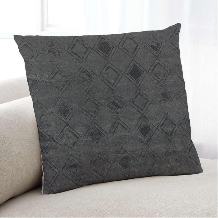 Lifestyle Image of Mid-Century Modern Urban Square Light Black Throw Pillow, 18 inch by 18 inch, pwurb146