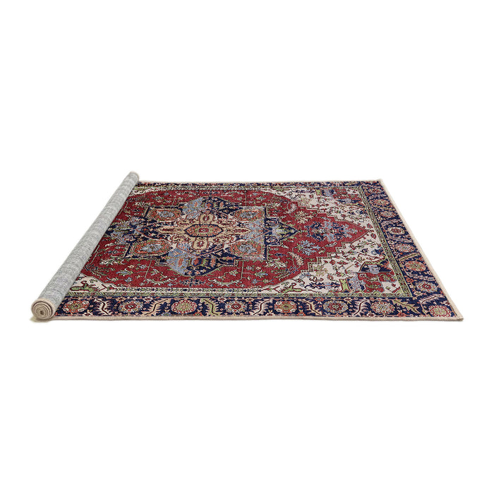 Sideview of Machine Washable Industrial Modern Light French Beige Brown Rug, wshurb1470