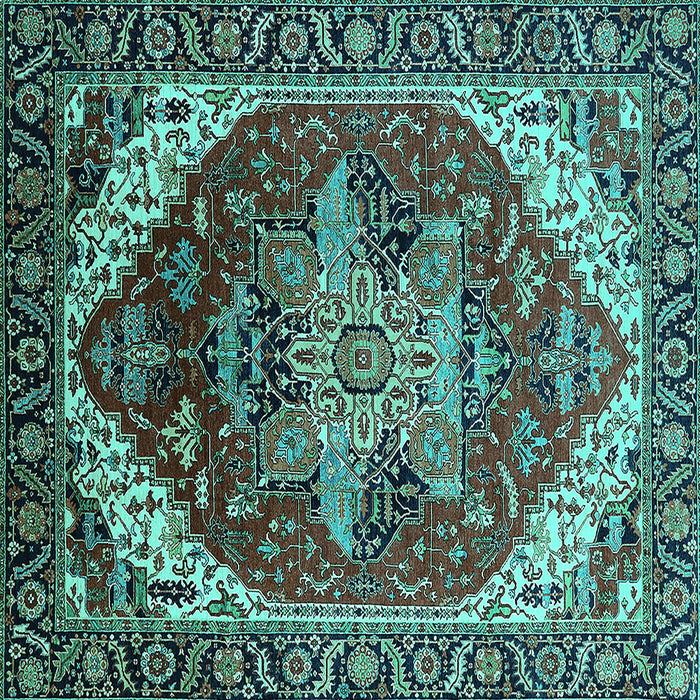 Square Persian Turquoise Traditional Rug, urb1470turq