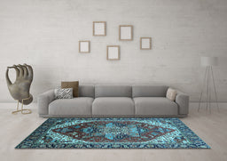 Machine Washable Persian Light Blue Traditional Rug in a Living Room, wshurb1470lblu