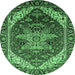 Round Persian Emerald Green Traditional Rug, urb1470emgrn