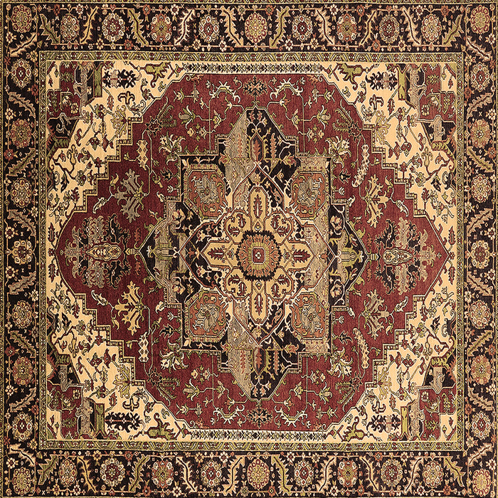 Square Machine Washable Persian Brown Traditional Rug, wshurb1470brn