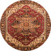 Round Persian Orange Traditional Rug, urb1470org