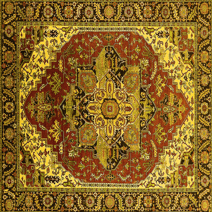 Square Persian Yellow Traditional Rug, urb1470yw