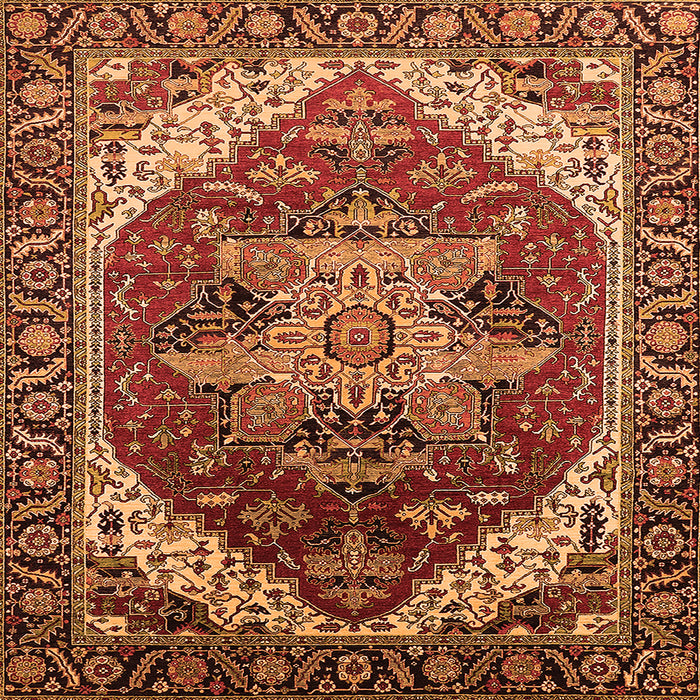 Square Persian Orange Traditional Rug, urb1470org