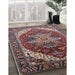 Mid-Century Modern Light French Beige Brown Persian Rug in Family Room, urb1470
