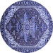 Round Persian Blue Traditional Rug, urb1470blu