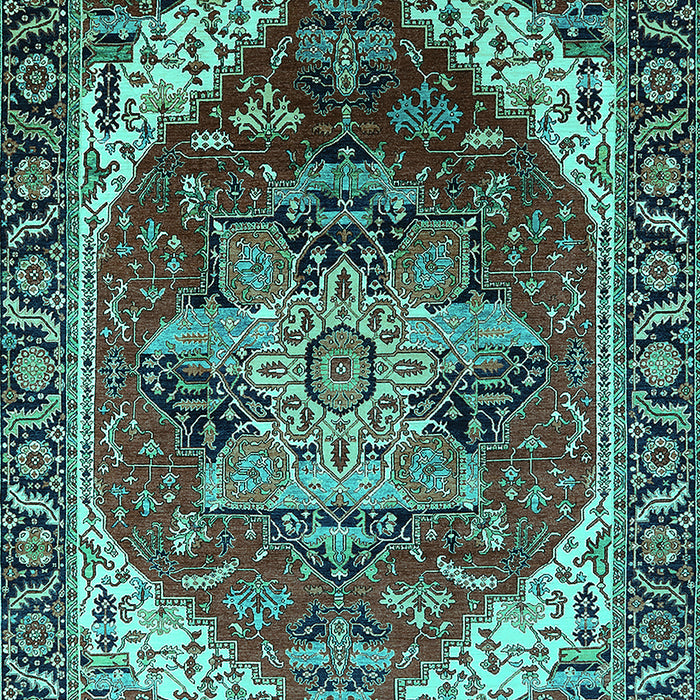 Machine Washable Persian Turquoise Traditional Area Rugs, wshurb1470turq
