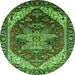 Round Persian Green Traditional Rug, urb1470grn