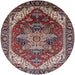 Round Mid-Century Modern Light French Beige Brown Persian Rug, urb1470