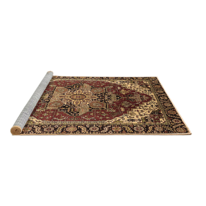 Sideview of Machine Washable Persian Brown Traditional Rug, wshurb1470brn