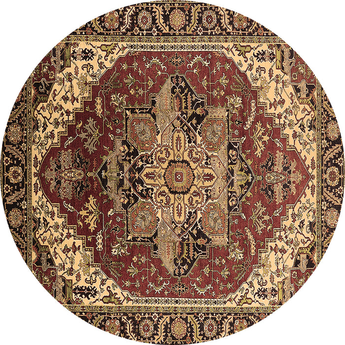 Round Persian Brown Traditional Rug, urb1470brn