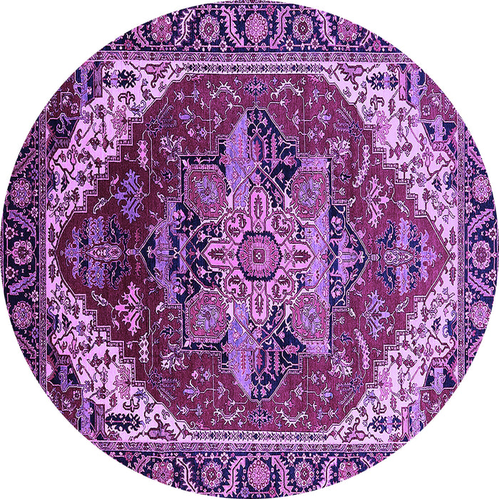 Round Persian Purple Traditional Rug, urb1470pur