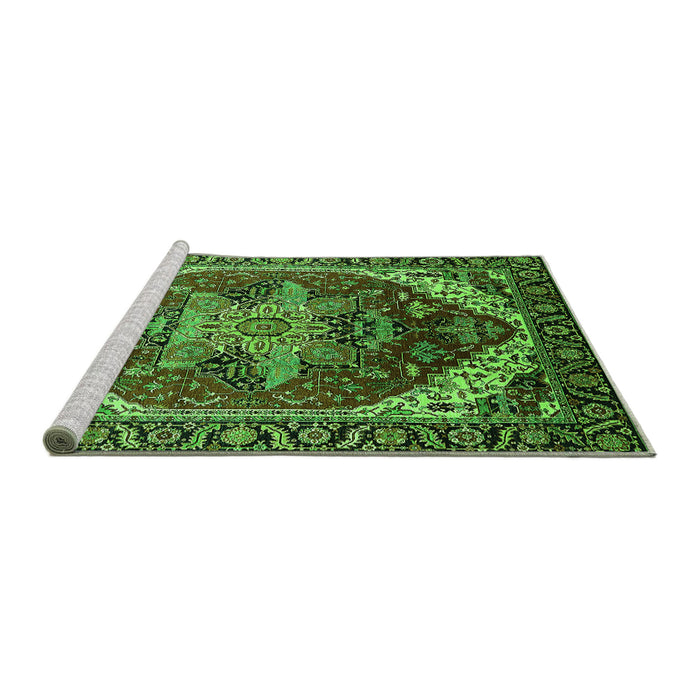 Sideview of Machine Washable Persian Green Traditional Area Rugs, wshurb1470grn