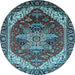 Round Machine Washable Persian Light Blue Traditional Rug, wshurb1470lblu