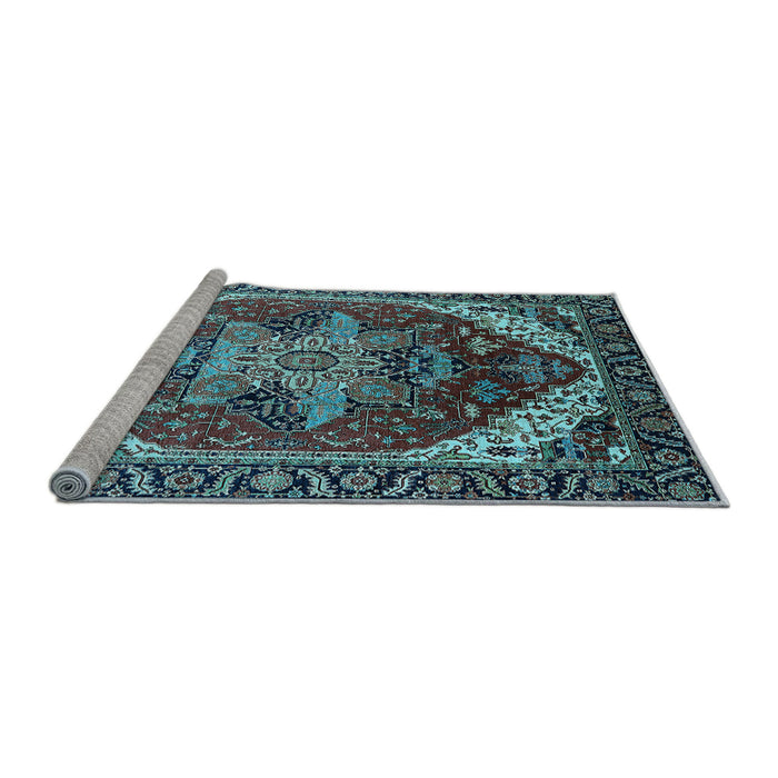 Sideview of Machine Washable Persian Light Blue Traditional Rug, wshurb1470lblu