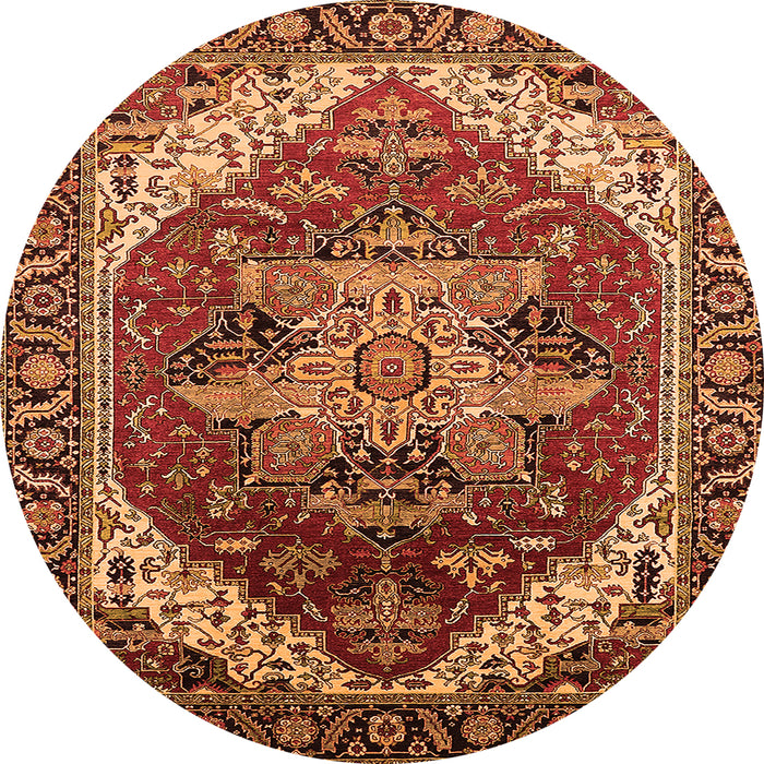 Round Machine Washable Persian Orange Traditional Area Rugs, wshurb1470org