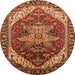 Round Machine Washable Persian Orange Traditional Area Rugs, wshurb1470org