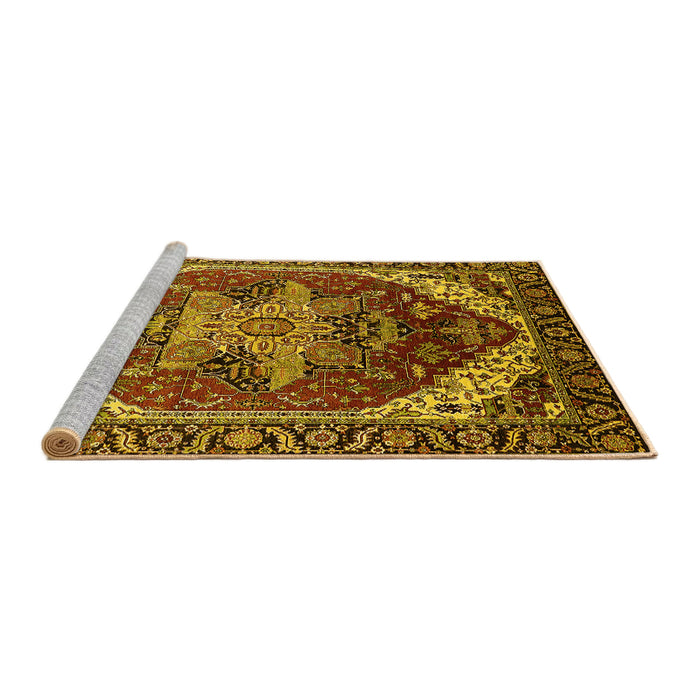 Sideview of Machine Washable Persian Yellow Traditional Rug, wshurb1470yw