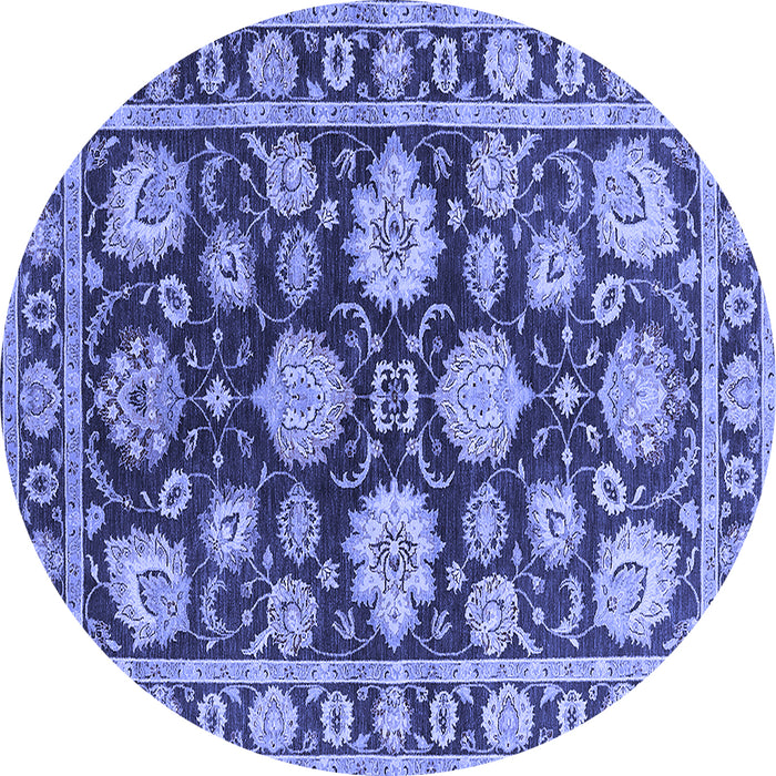 Round Machine Washable Oriental Blue Traditional Rug, wshurb1471blu