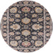 Round Mid-Century Modern Black Oriental Rug, urb1471