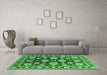 Machine Washable Oriental Emerald Green Traditional Area Rugs in a Living Room,, wshurb1471emgrn