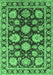 Machine Washable Oriental Emerald Green Traditional Area Rugs, wshurb1471emgrn