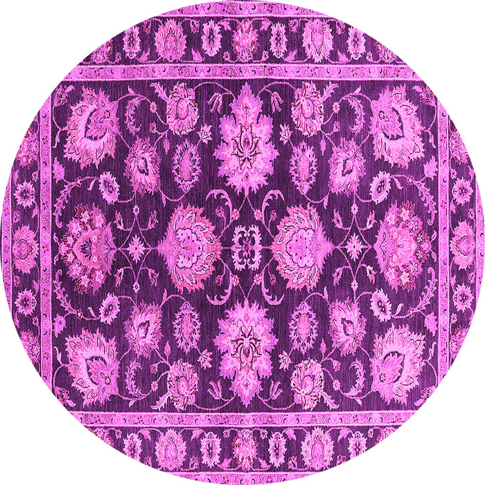 Round Machine Washable Oriental Pink Traditional Rug, wshurb1471pnk